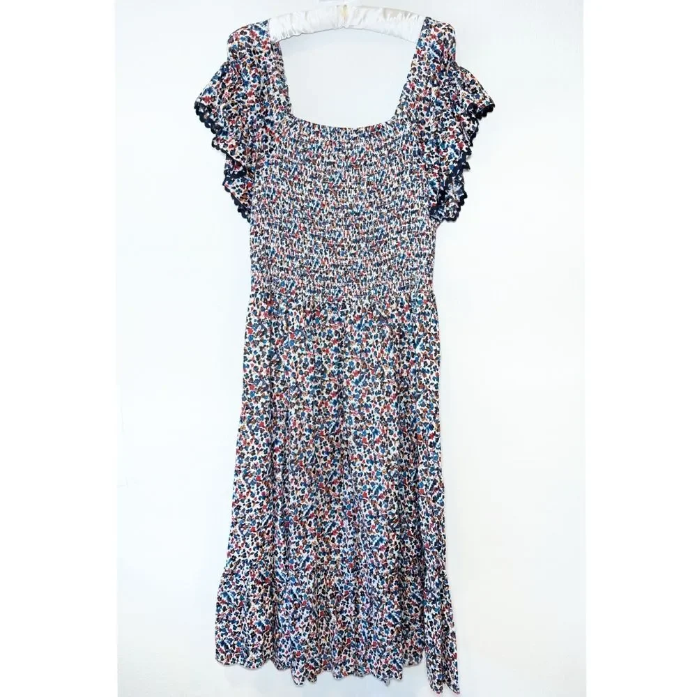 Tory Bruch Wildflower Smocked Midi Dress